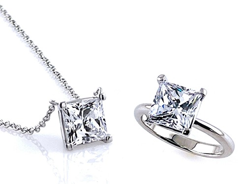 [제작상품] Qmond princess cut necklace / ring (silver925)